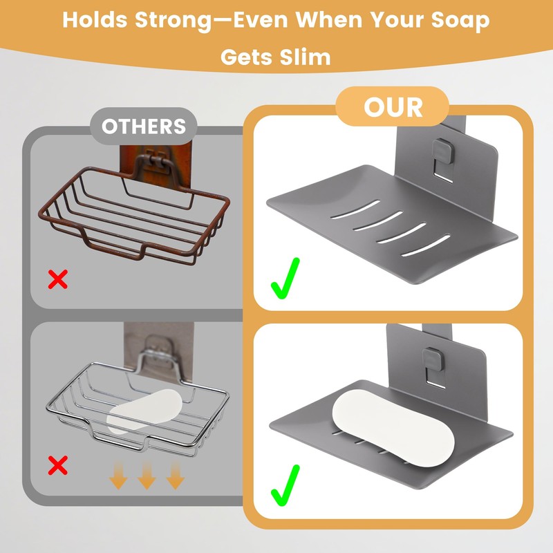 Soap Holder for Shower Wall Suction Cup Bar Soap Dish