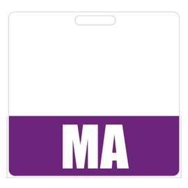 MA Badge Buddy (Purple) - Horizontal Heavy Duty Badge Tags for Medical Assistants - Double Sided Badge Identification Card