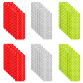 Cluoling Reflective Stickers, Pack of 30, 3 Colors (Red + Green + White) Bicycle Reflector, Bicycle Reflector, Car Reflector, Reflective Tape, Car Safety Warning, Stick, Night, Visible, General,