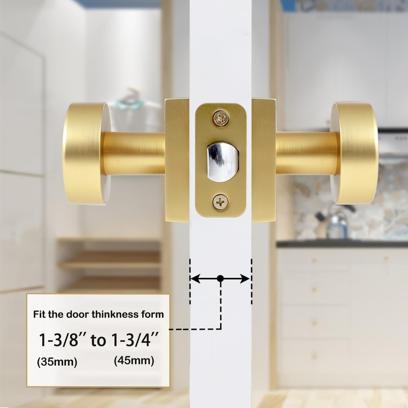 coolnews Brushed Gold Door Knob Passage Door Knobs Interior, Modern