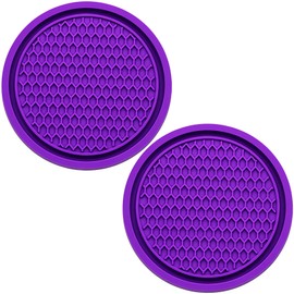 MEAJOO 2PCS Car Cup Holder Coaster, Universal Auto Non-Slip Cup Holder Coaster, 2.75In Universal Non-Slip Recessed Car Interior Accessories (Purple)
