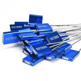 50 Numbered Safety Metal Tags Tamper Proof Security Seals Metal Safety Wire Seals Disposable Metal Cable Ties Self Locking Steel Wire Tags Blue