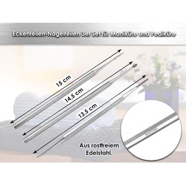 Professional Corner File Set Nail File Corner File Set of 3 for Toenails Also for Ingrown Nails Rustproof Stainless Steel Double Instrument Manicure & Pedicure Foot Care Instrument for Men and Women