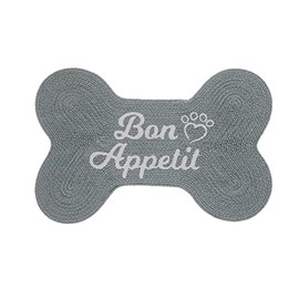 ih casa décor Braided Cotton Bone Shape Pet Mat (Bon Appetit) doormats, Gray