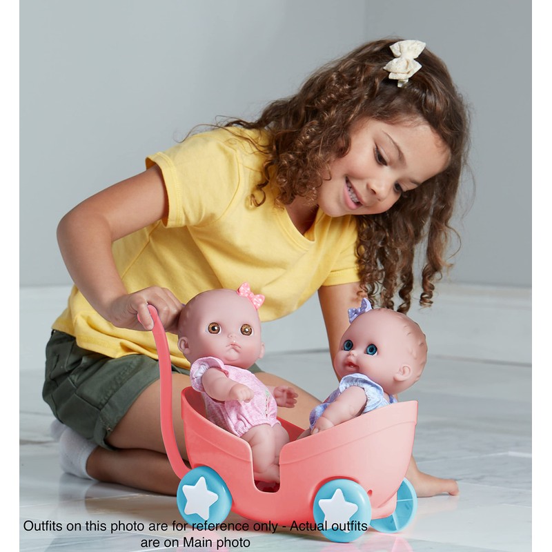 Lil Cutesies TWIN 8.5" All Vinyl Dolls and Stroller Set