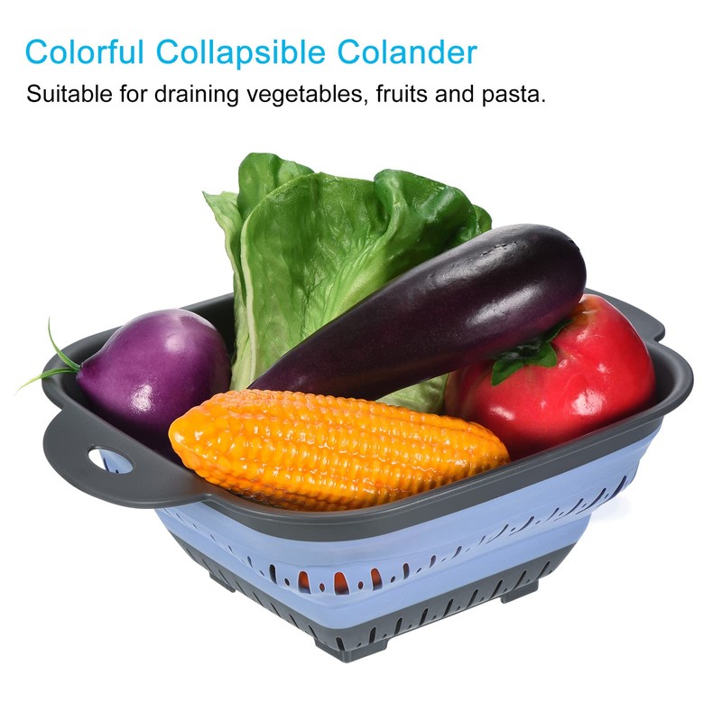 sourcing map Collapsible Colander Set 2pcs, 3-Quart Square Collapsible Strainers