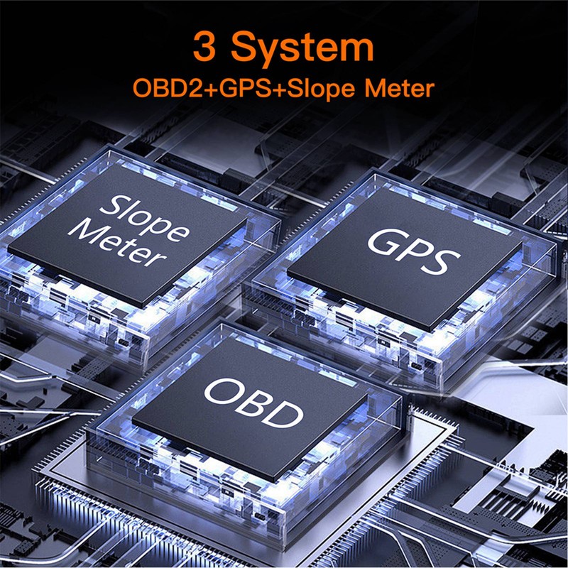 Car HUD Display OBD2 GPS Slope Meter Multifunction Overspeed Alarm