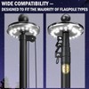 IIOPE Upgraded 8.5" Solar Flag Pole Light with 26 LEDs,