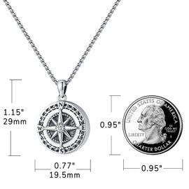 Eusense Compass Locket Necklace that Hold 2 Pictures Photo Locket for Womens Mens small locket Sterling Silver 925 round circle locket pendant female male Locket jewelry