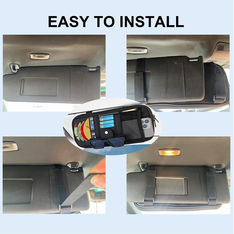BGMTIMAI Car Sun Visor Organizer with Extendable Sunshade,Upgraded Version Multi-Pocket