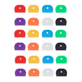 ZHjuju Key Caps Covers, 24 Pcs Universal Rubber Half Round Keychain, 8 Colors for Keys Organization