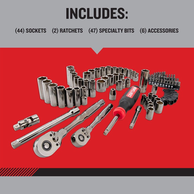 CRAFTSMAN OVERDRIVE 99-Piece Gunmetal Chrome Mechanics Tool Set, Standard SAE/Metric
