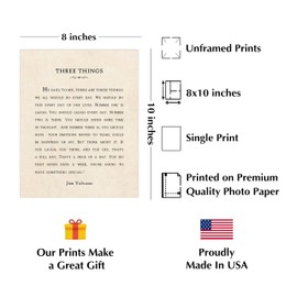 Jimmy Valvano's "Vital Three Things" - 8x10" Inspirational Life Lessons Wall Art, Vintage Parchment Print for Home, Office, Studio Decor, Sports Motivational Unframed Gift.