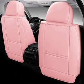 NS YOLO Full Coverage Car Seat Covers Universal Fit for Cars SUVs Pick-up Trucks with Waterproof Leatherette in Automotive Vehicle Interior Accessories (Pink, Front Pair(2 pcs))