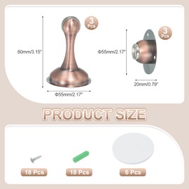 PATIKIL No Drilling Magnetic Door Stopper Catch, 3 Pack Heavy Duty Door Holder Catch for Bottom of Door with Adhesive & Screws for Home Office Wall Floor Mountain, Copper Tone