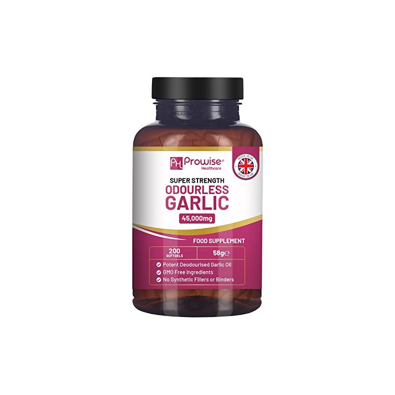 Premium Odourless Garlic Capsules - High Strength 45,000mg - 200