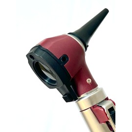 Compact Pocket Size Mini Otoscope with 2 Specula Tip Tubes, Extra Bulb, & Storage Pouch - Artlab (Burgundy)