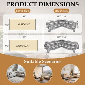 SYJOVIA 1OO% Waterproof Sectional Couch Covers for Dogs L Shaped Corner Sofa Cover Washable Chenille Sofa Slipcovers Blanket Modern Jacquard Pet Furniture Protector (91"x252", Red Checkered)