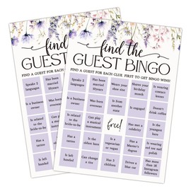 Bridal Shower Games for 25 Guests, Find The Guest Bingo Game Cards, Funny Wedding Games for Rehearsal Dinner, Cocktail Hour, Couples Wedding Bachelorette Engagement Party Supplies-A01