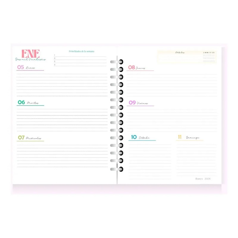 Agenda 2026 Mod Contadora Kawai Personalizada Y Stickers