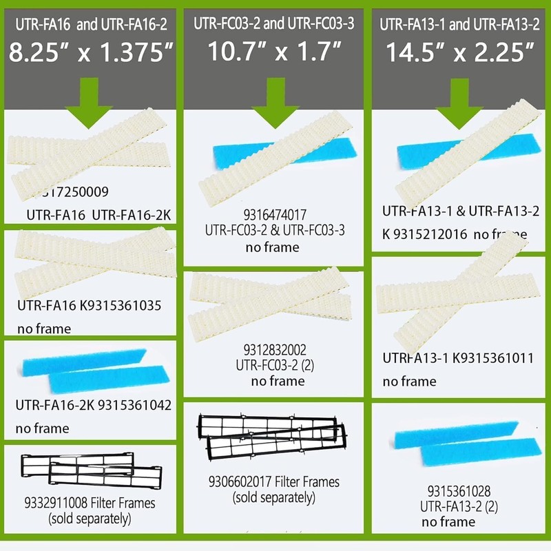 4Pack Replacement Filter Compatible with Fujitsu General UTR-FA16-2 K 9315361042