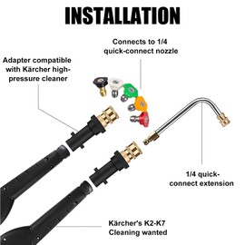 Pressure Washer Gun Adapter with 1/4" Socket Compatible with Karcher K Series K2 K3 K4 K5 K6 K7 Pressure Washer