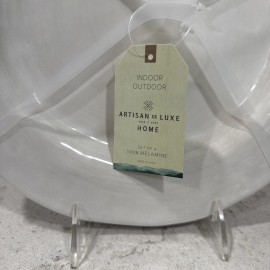 Artisan de Luxe Set 4 RUSTIC WHITE 11” Melamine Indoor Outdoor Dinner Plates ARTISAN DE LUXE New