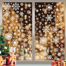 CAKKVDE 10 Sheets Christmas Window Stickers,Reusable Christmas Snowflake Stickers,Removable Static Window Stickers,Snowflakes Window Clings for Christmas Window Decoration