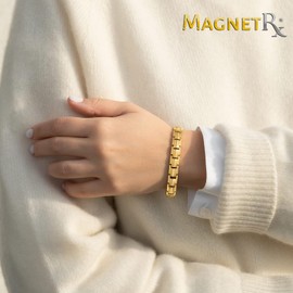 MagnetRX MagnetRX? Women's Ultra Strength Magnetic Bracelet - Effective Titanium Magnetic Bracelets for Women - Adjustable Bracelet Length with Sizing Tool for Perfect Fit (Gold)