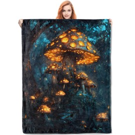 VANZEV Forest Mushroom Blanket Gifts for Women, Mushrooms Flannel Blanket, Soft Warm Lightweight Throw Blankets for Bed Couch Home Travel Decor 50" x 60"