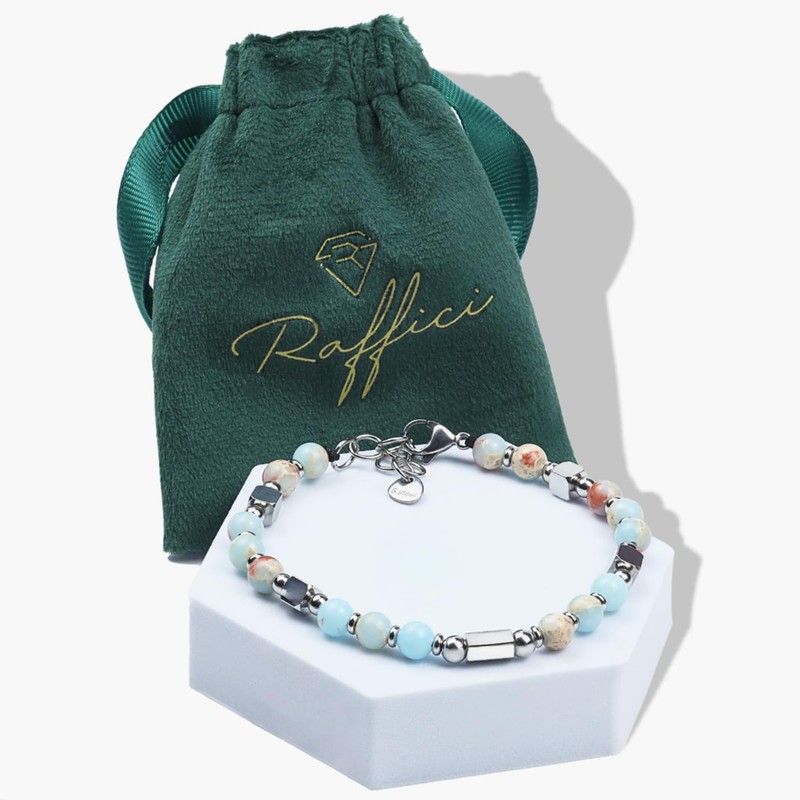 Raffici Shoushan Stone Bracelet – Natural 6mm Beads – Adjustable