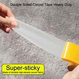 Double Sided Carpet Tape Heavy Duty,Transparent Cloth Mounting Tape,Residue Free,Rug Tape for Carpet Floor Hardwood Floors tilling and Area Rugs,mats,Posters,Wall Hanging etc (1.18 inch x 66FT/20m)