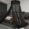 Temopow Black Bed Canopy with Star Light Mosquito Net Round
