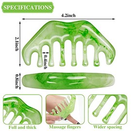 Geiserailie 2 piezas de peines de jade, suministros para esteticista, para masaje, piedra para el cabello, Gua Sha, raspado del cuero cabelludo, herra