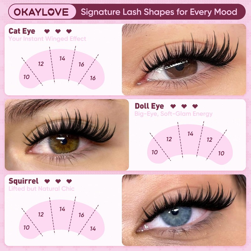OKAYLOVE Manga Lash Clusters Kit, BUNNY 8-18mm Anime Cluster Eyelash