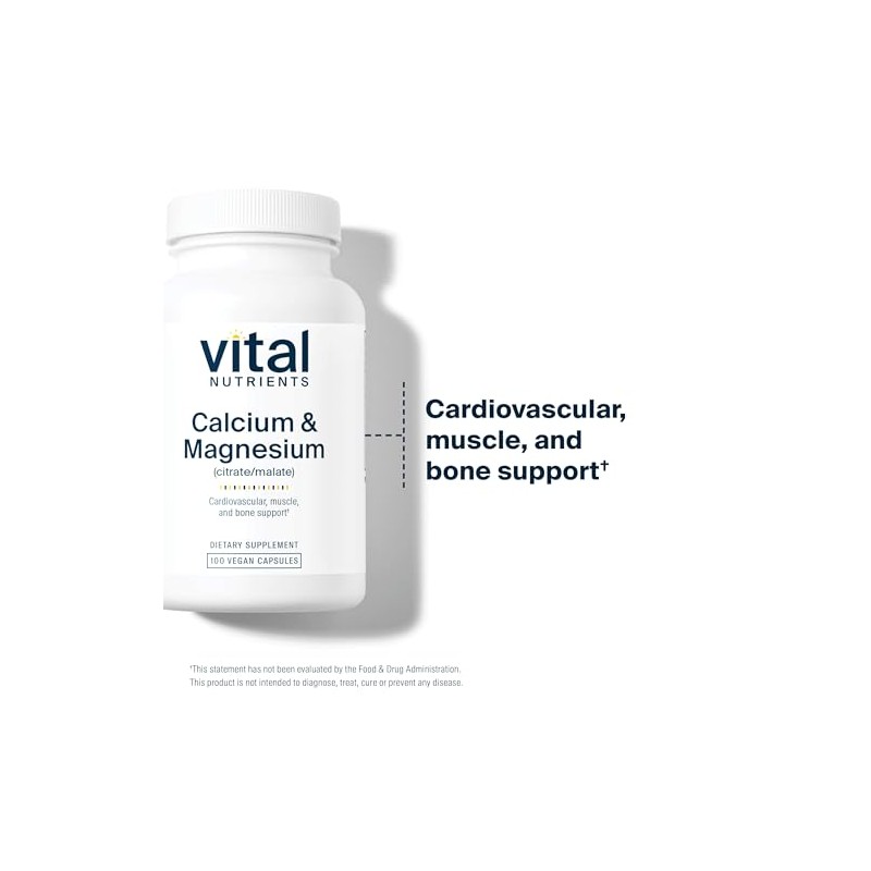 Vital Nutrients CalcioMagnesio (CitrateMalate) Soporte cardiovascular, muscular y hueso 100