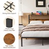 RoyalCraft Twin Bed Frame: Industrial Platform Bed w/Wood Headboard, Storage