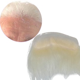 Vennsian Receding Forehead Natural Hairline Full Swiss Lace Frontal Toupee Real Human Hair Replacement System Frontal Hair Topper (#60R White Color, 1.57x7.08 INCH)