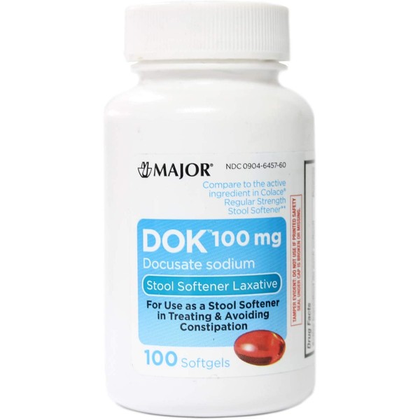 Major DOK Stool Softener Softgels 100 Mg 100 Softgel per Bottle