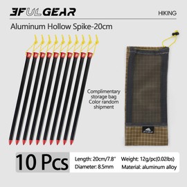 3F UL Gear 6/10PCS Lightweight Camping Tent Stakes, 5.9/7.8'' Hollow Aluminum Alloy Tent Pegs Ground Stakes, Essential Camping Accessories for Camping, Garden, Hiking (20cm-10pcs)