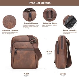 Ombry Crossbody Bag for Men Leather Messenger Bag Shoulder Sling Purse Handbag for Business Casual Travel Work (Brown)