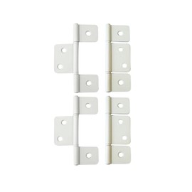 QCAA Flag Three Leaf 3-1/2" Bifold Shutter Hinge for Non-Mortise Cabinet Hardware, White, Made in Taiwan, 4 Pack
