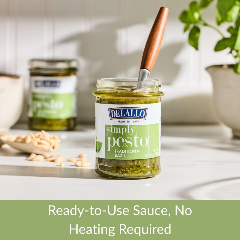 DeLallo Traditional Basil Pesto, Made in Italy, Gourmet Spread, Ready
