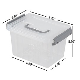 Nihenok 3 L Small Clear Storage Latch Box, 6 Pack Plastic Stackable Organizer Containers with Lids