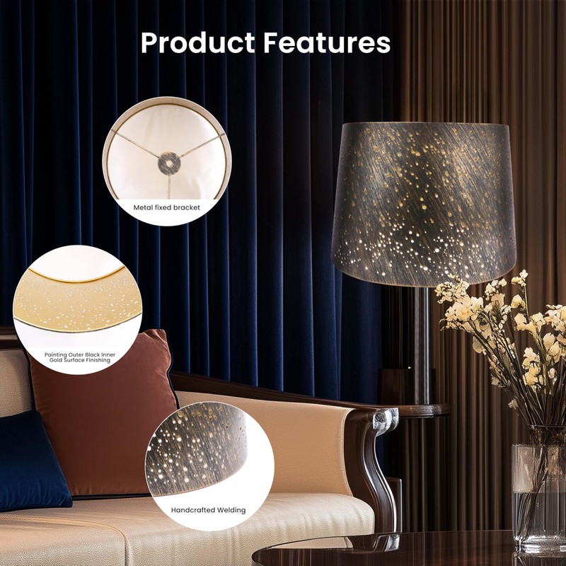 Metal Etching Starlight Lampshade, Medium Drum Lampshades for Table and