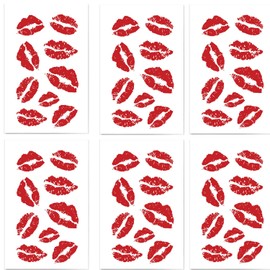 THJOPOKEEL 6 pegatinas de labios rojos lindos besos temporales, impermeables, labios rojos, calcomanías decorativas temporales para arte corporal, maquillaje, cuello, pierna, cara, pecho