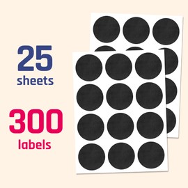 300-Pack, 2.5cm Round Chalkboard Sticker Labels, Reusable and Waterproof