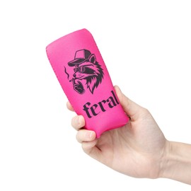 Feral Beer Hugger for Men and Women - Can Slim Sleeve Cooler Insulated Drink Coolies - Funny Lake Beach Gifts for Him Her - Birthday Present Idea for Best Friend Boyfriend Husband - 2 Sided