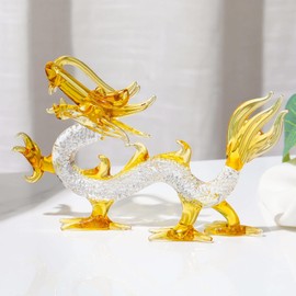 Kertari Crystal Dragon Figurine Zodiac Dragon Figurine [Genuine] Feng Shui 2024 New Year Dragon Figurine Interior Charm - 2.8 inches (7 cm)