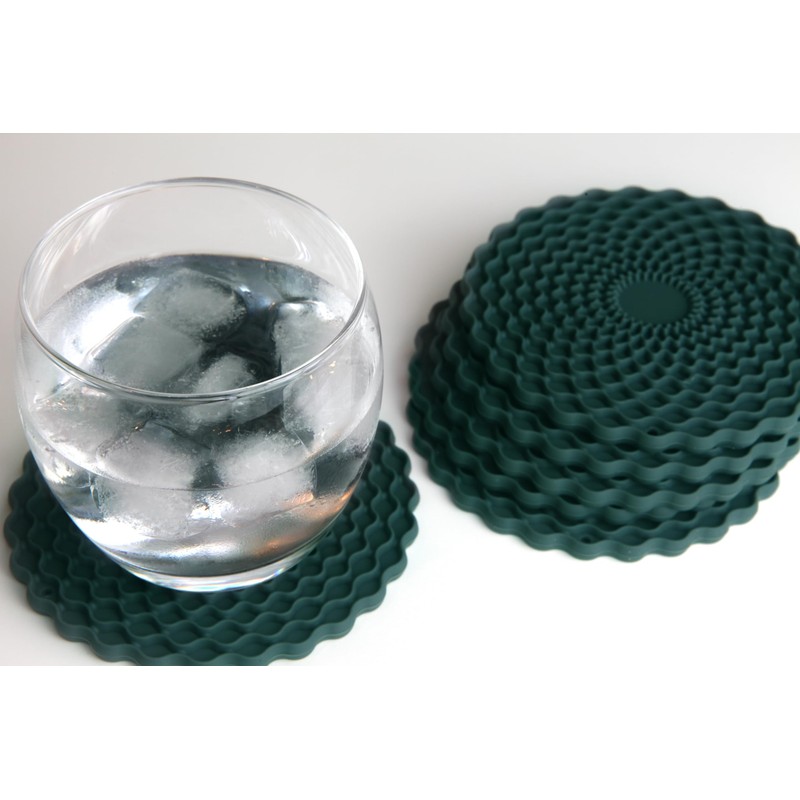 Dark Green Drinks Coasters Set of 6 by Stone &